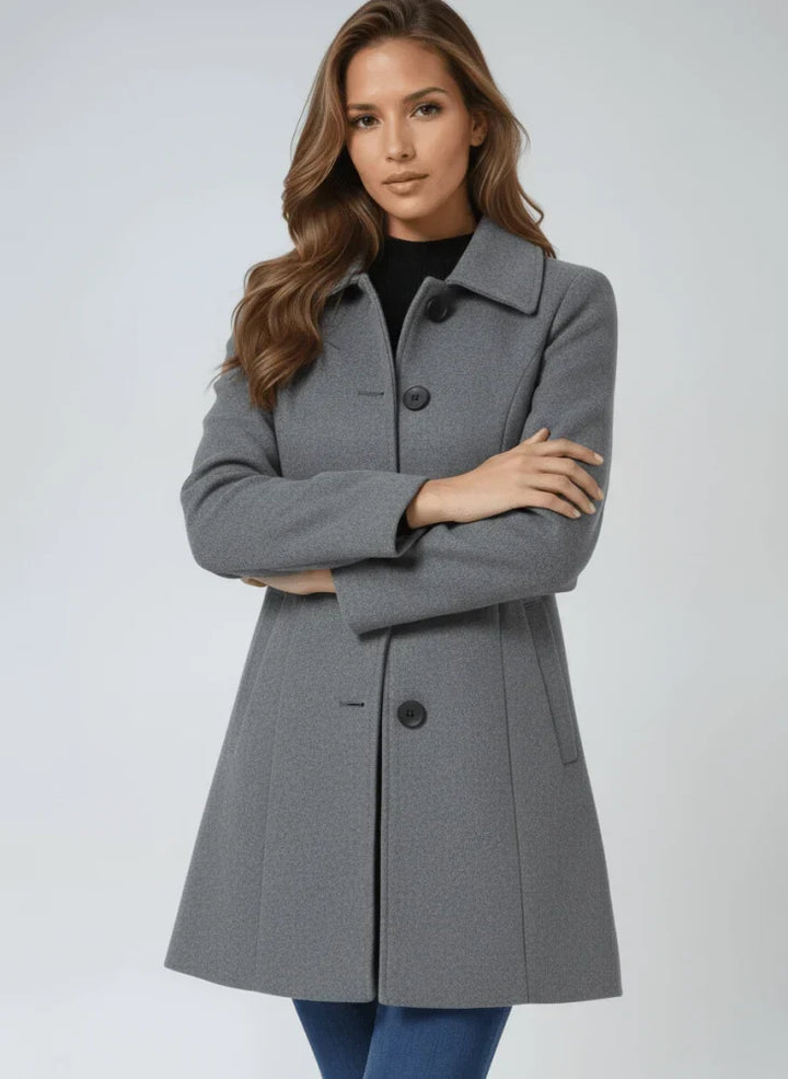 Women's Versatile Long Coat with Button-Front Closure