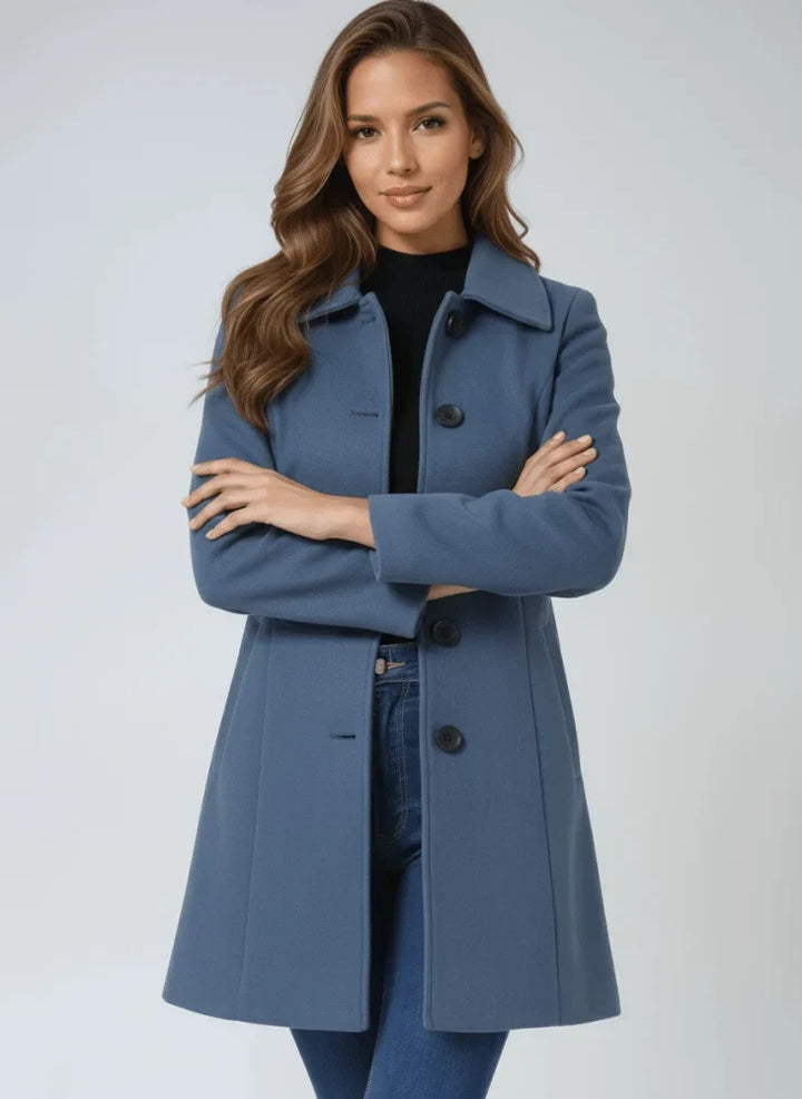 Women's Versatile Long Coat with Button-Front Closure