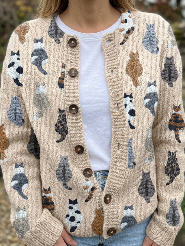 Women's Cosy Cropped Button Up Cardigan