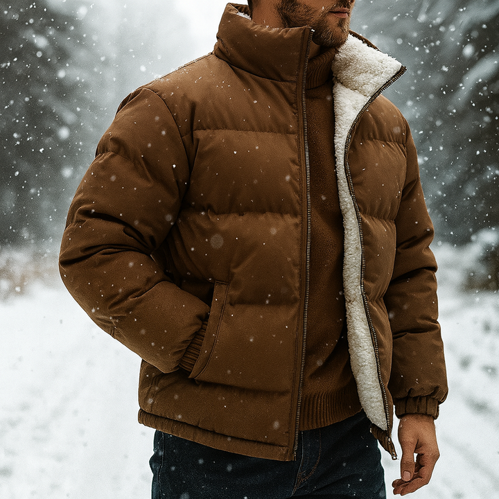 Men's Warm Quilted Mock Neck Puffer Jacket