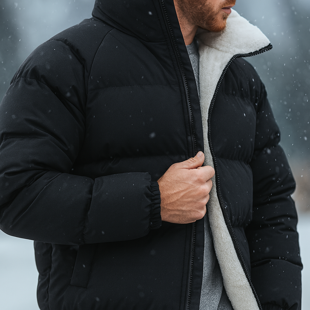 Men's Warm Quilted Mock Neck Puffer Jacket