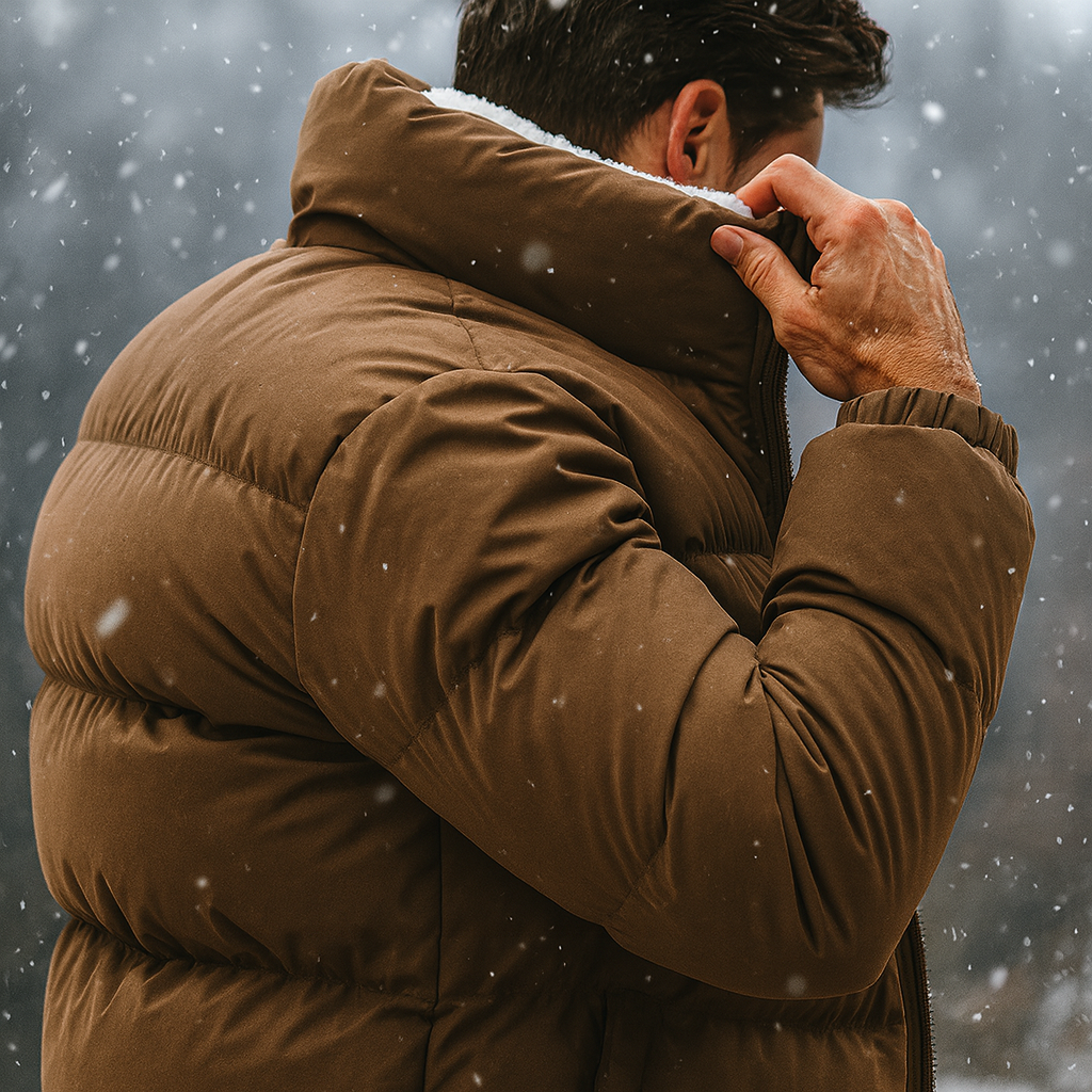 Men's Warm Quilted Mock Neck Puffer Jacket
