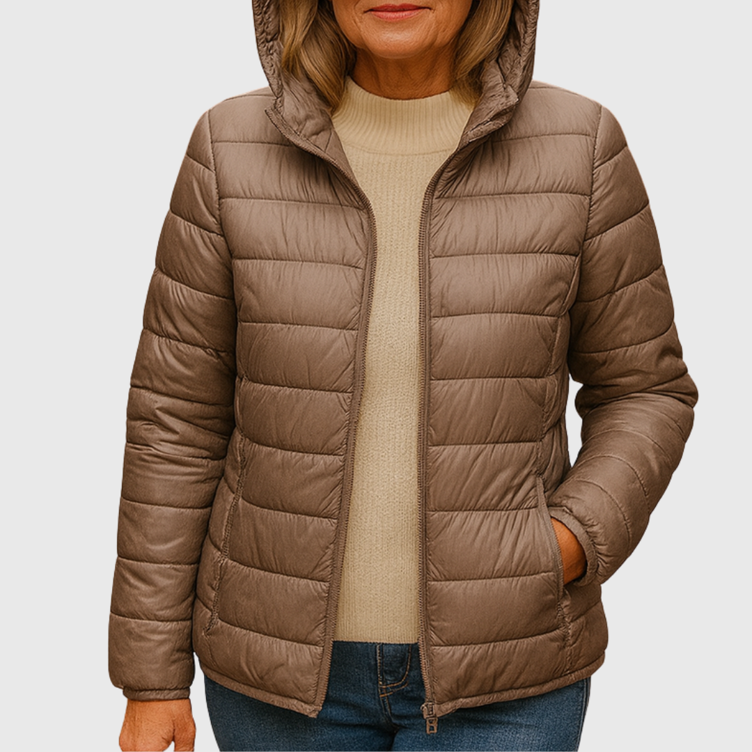 Women's Lightweight Quilted Puffer Jacket with Zip-Up Front