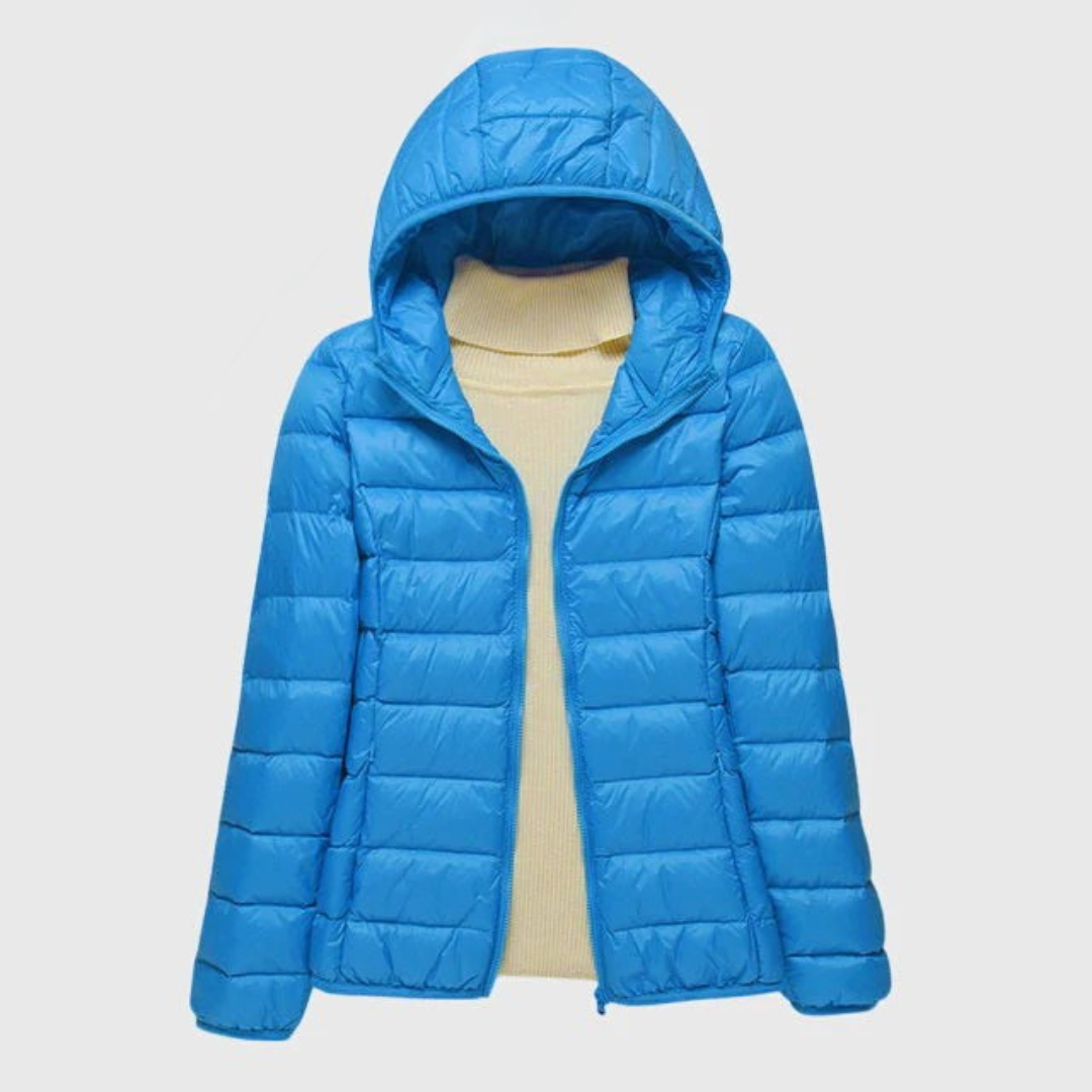 Women's Lightweight Quilted Puffer Jacket with Zip-Up Front