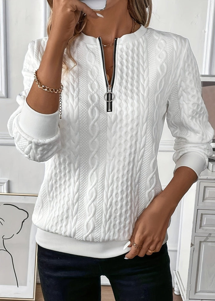 Women's Stylish Cable Knit Quarter Zip Sweater