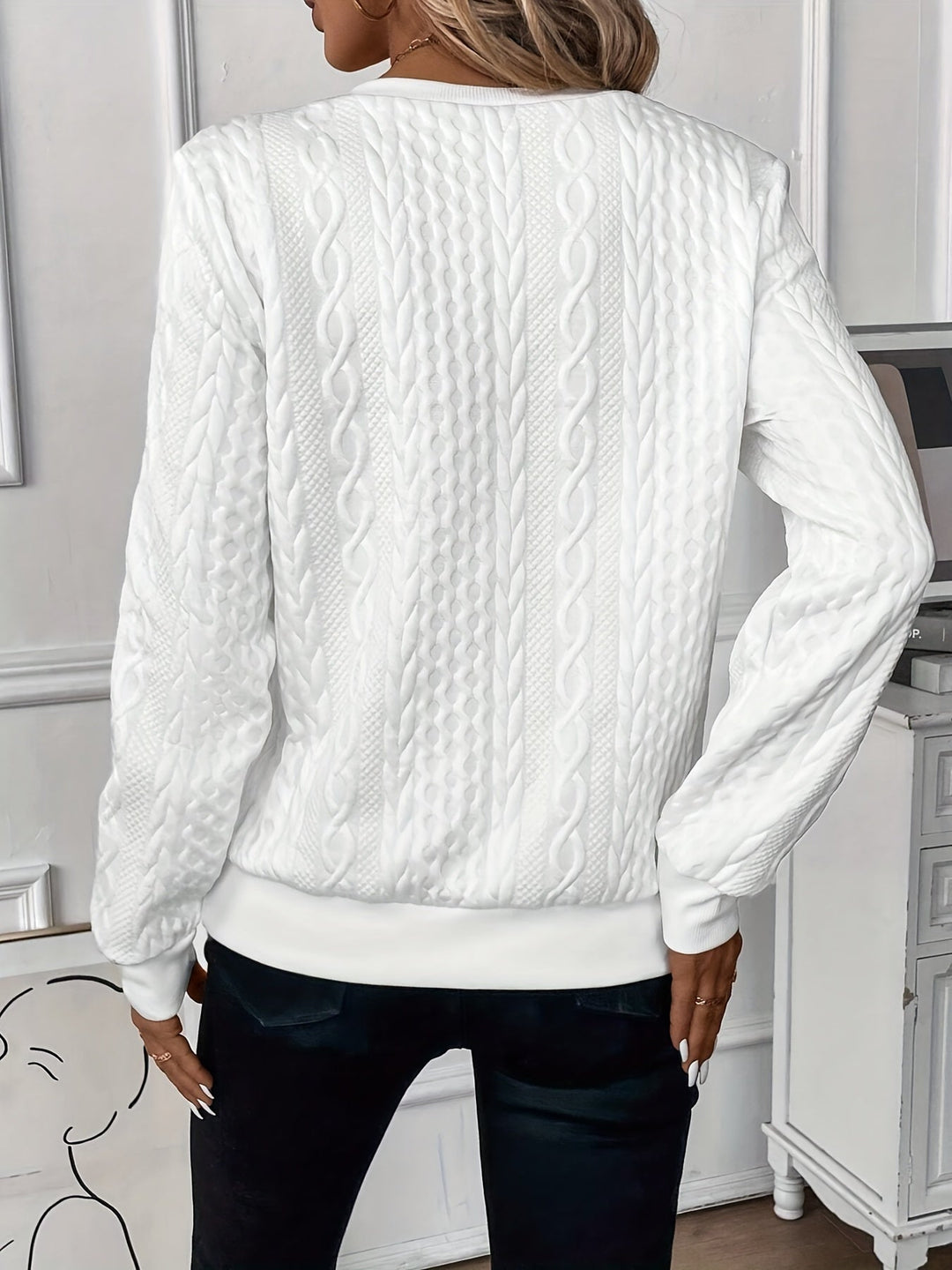 Women's Stylish Cable Knit Quarter Zip Sweater