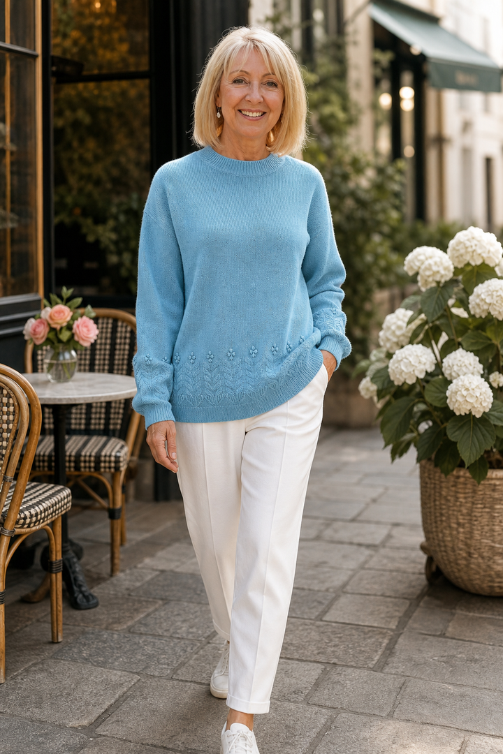 Women's Graceful Cable Knit Crewneck Sweater