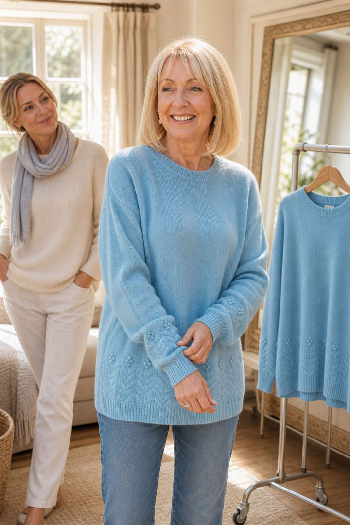 Women's Graceful Cable Knit Crewneck Sweater