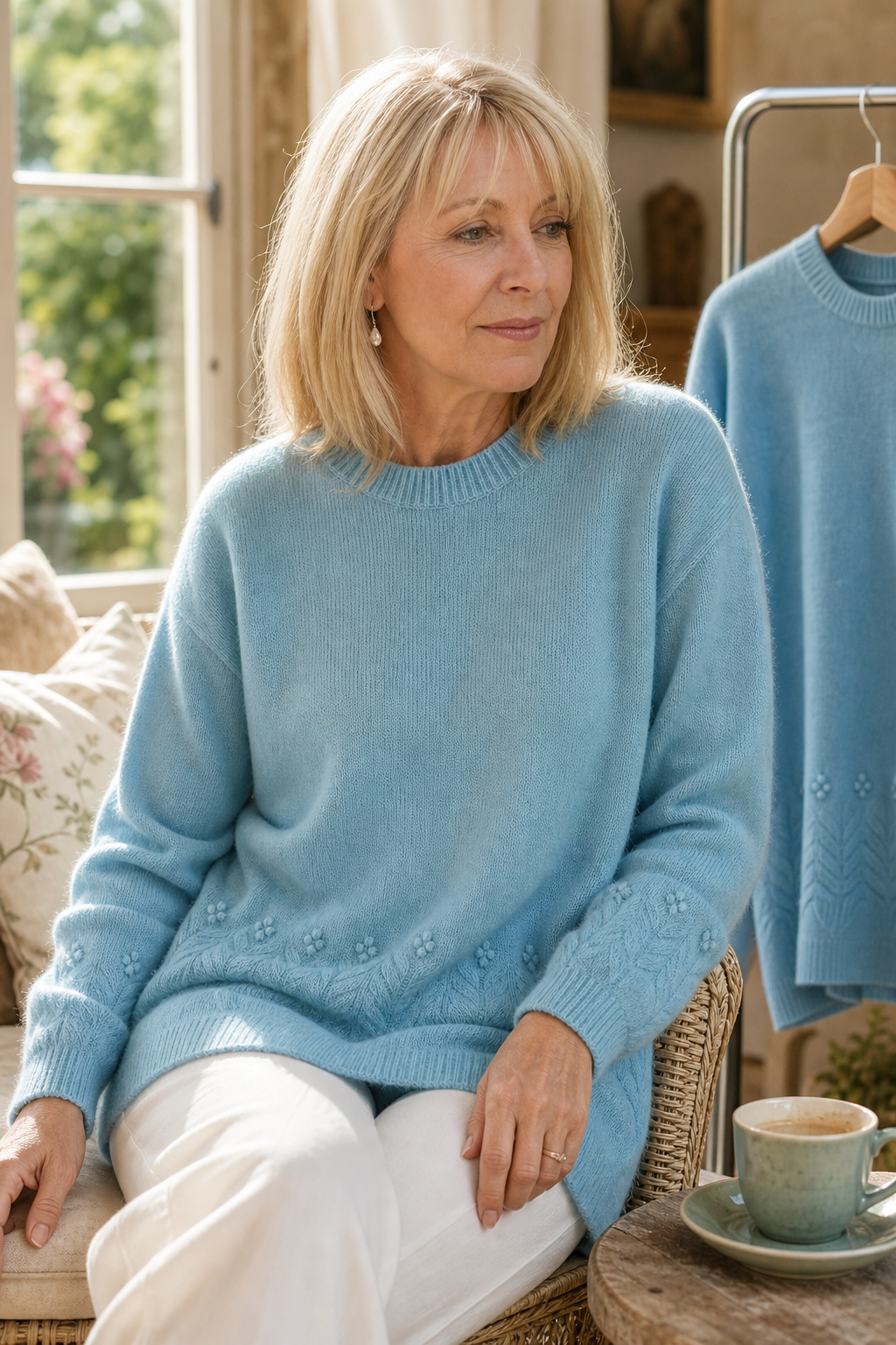 Women's Graceful Cable Knit Crewneck Sweater