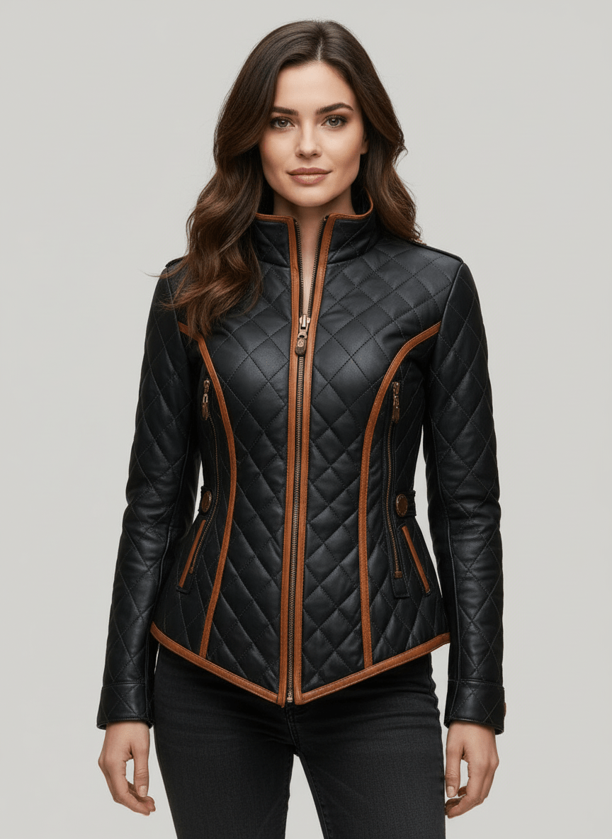 Women's Sophisticated Black Diamond Quilted Jacket