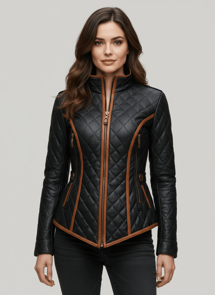 Women's Sophisticated Black Diamond Quilted Jacket
