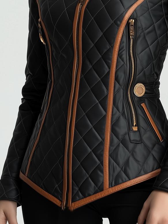 Women's Sophisticated Black Diamond Quilted Jacket