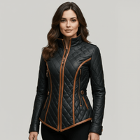 Women's Sophisticated Black Diamond Quilted Jacket