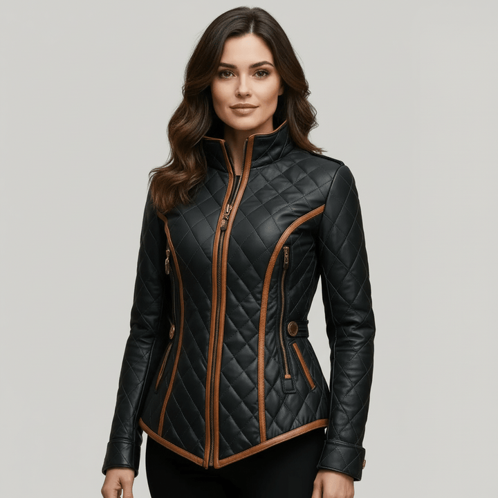 Women's Sophisticated Black Diamond Quilted Jacket