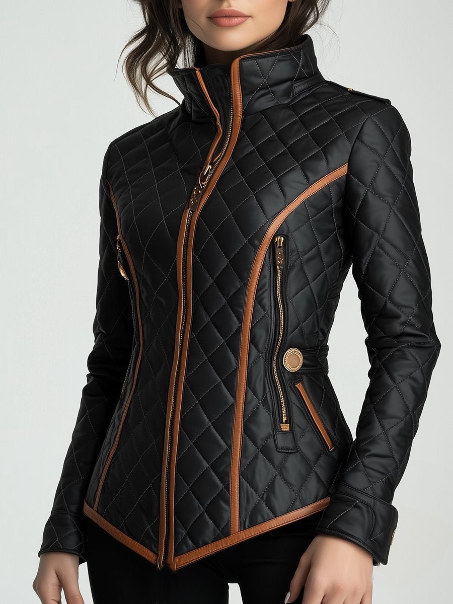 Women's Sophisticated Black Diamond Quilted Jacket