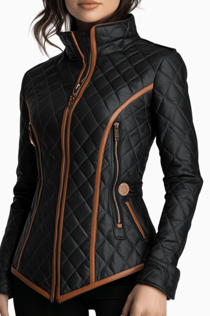 Women's Sophisticated Black Diamond Quilted Jacket