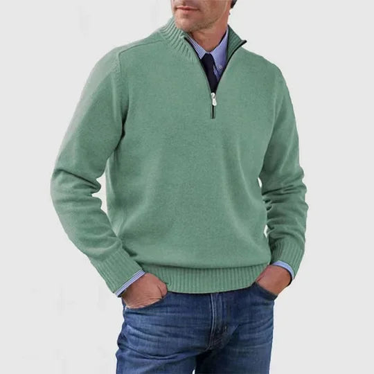 Men's Modern Half Zip Mock Neck Knit Sweater