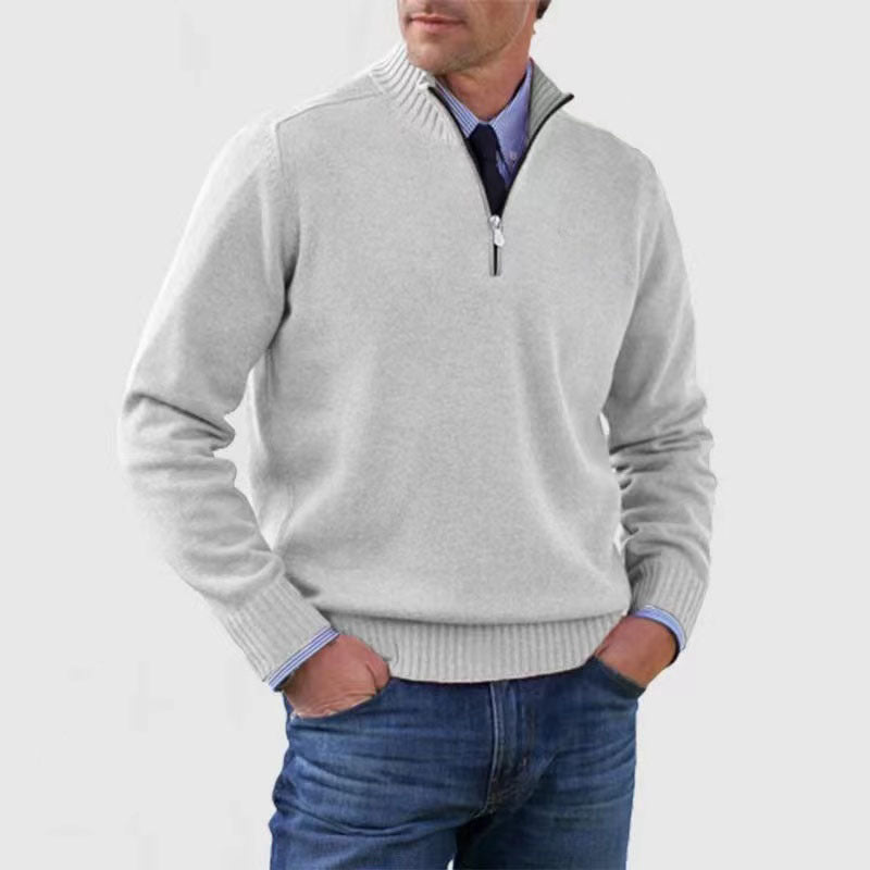 Men's Modern Half Zip Mock Neck Knit Sweater