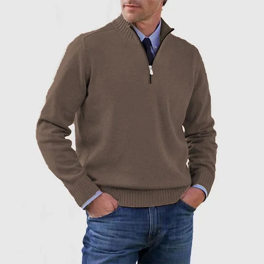 Men's Modern Half Zip Mock Neck Knit Sweater