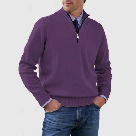 Men's Modern Half Zip Mock Neck Knit Sweater