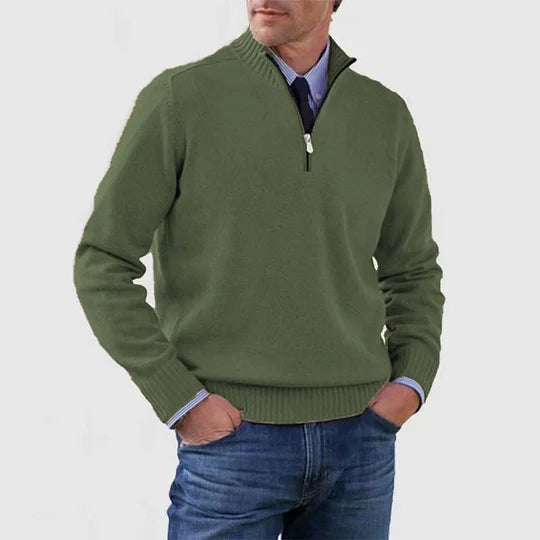 Men's Modern Half Zip Mock Neck Knit Sweater