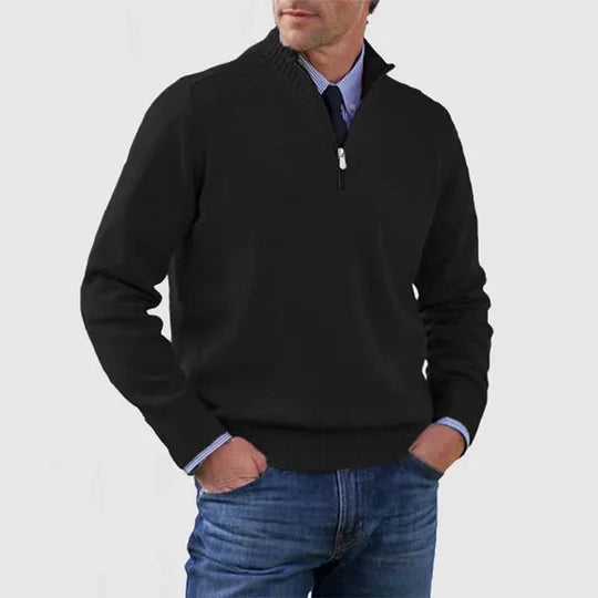 Men's Modern Half Zip Mock Neck Knit Sweater
