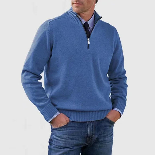 Men's Modern Half Zip Mock Neck Knit Sweater