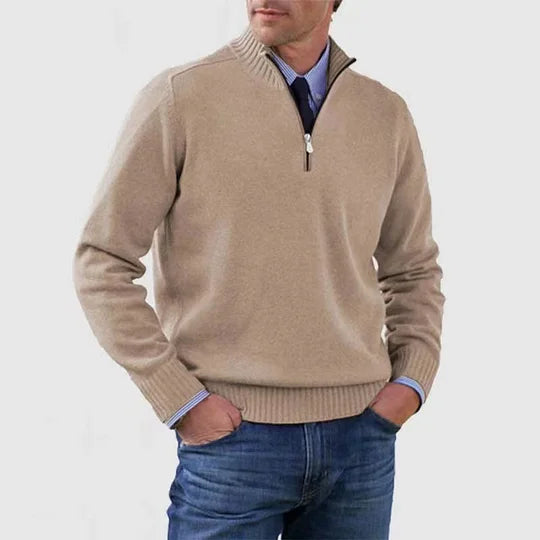 Men's Modern Half Zip Mock Neck Knit Sweater