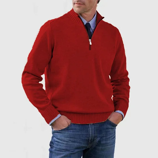 Men's Modern Half Zip Mock Neck Knit Sweater