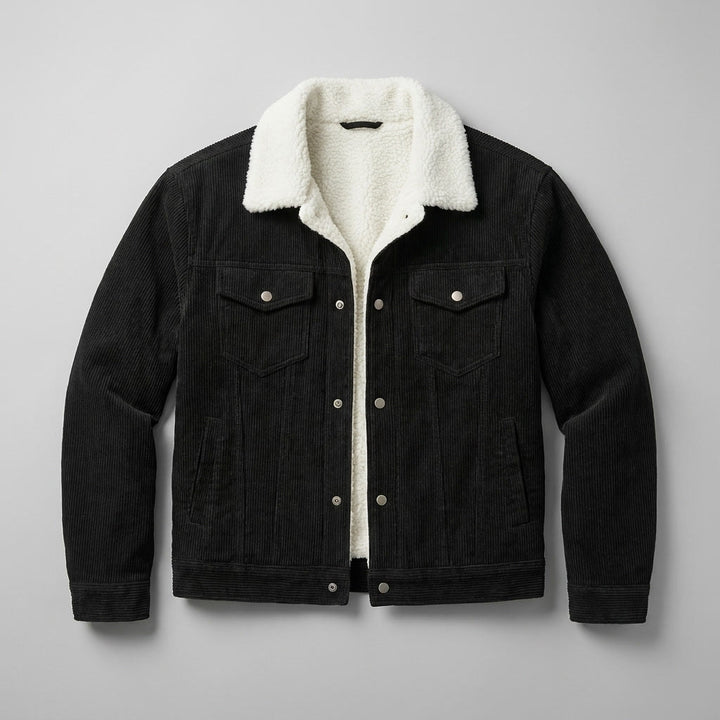 Men's Classic Corduroy Winter Jacket in Black 1