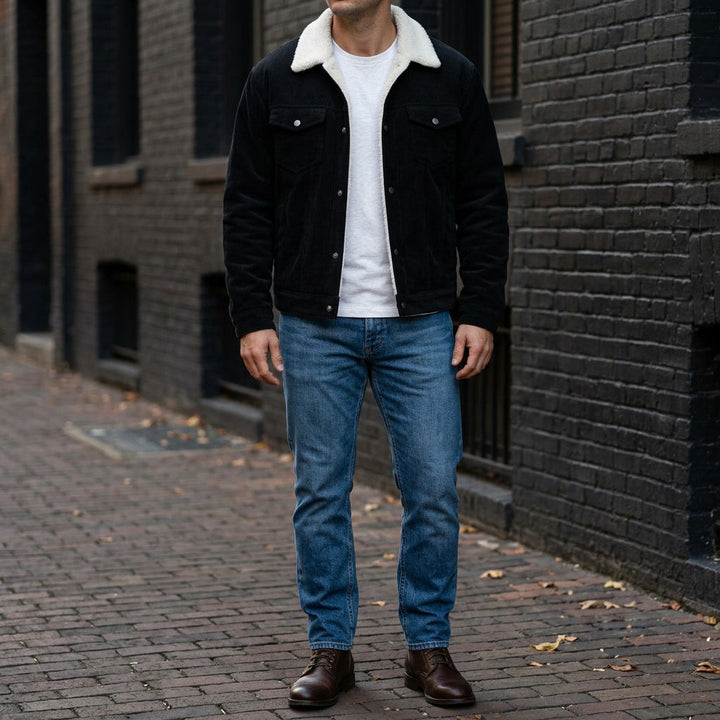 Men's Classic Corduroy Winter Jacket in Black 2