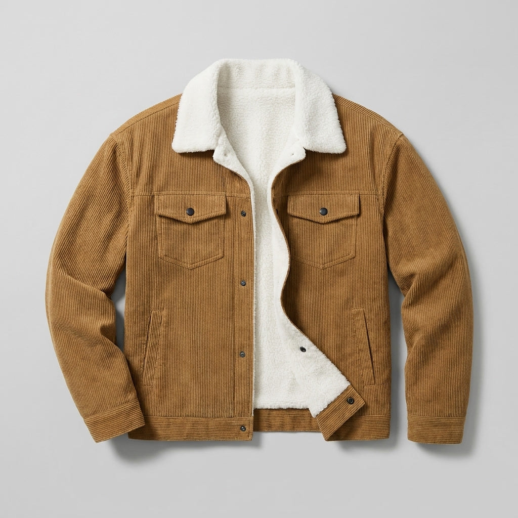 Men's Classic Corduroy Winter Jacket in Brown 1