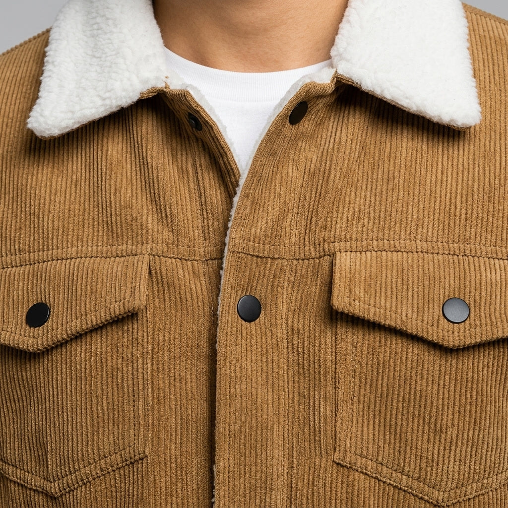 Men's Classic Corduroy Winter Jacket in Brown 2