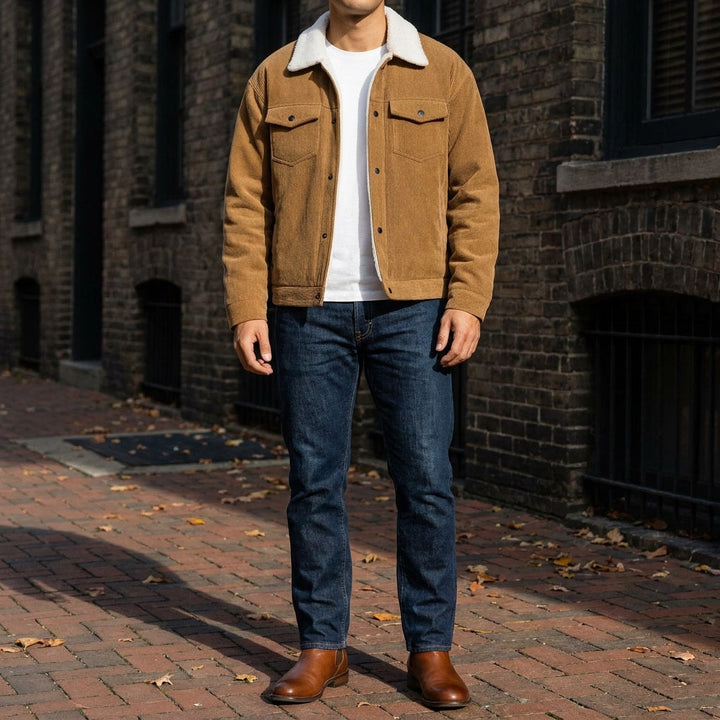 Men's Classic Corduroy Winter Jacket in Brown 3