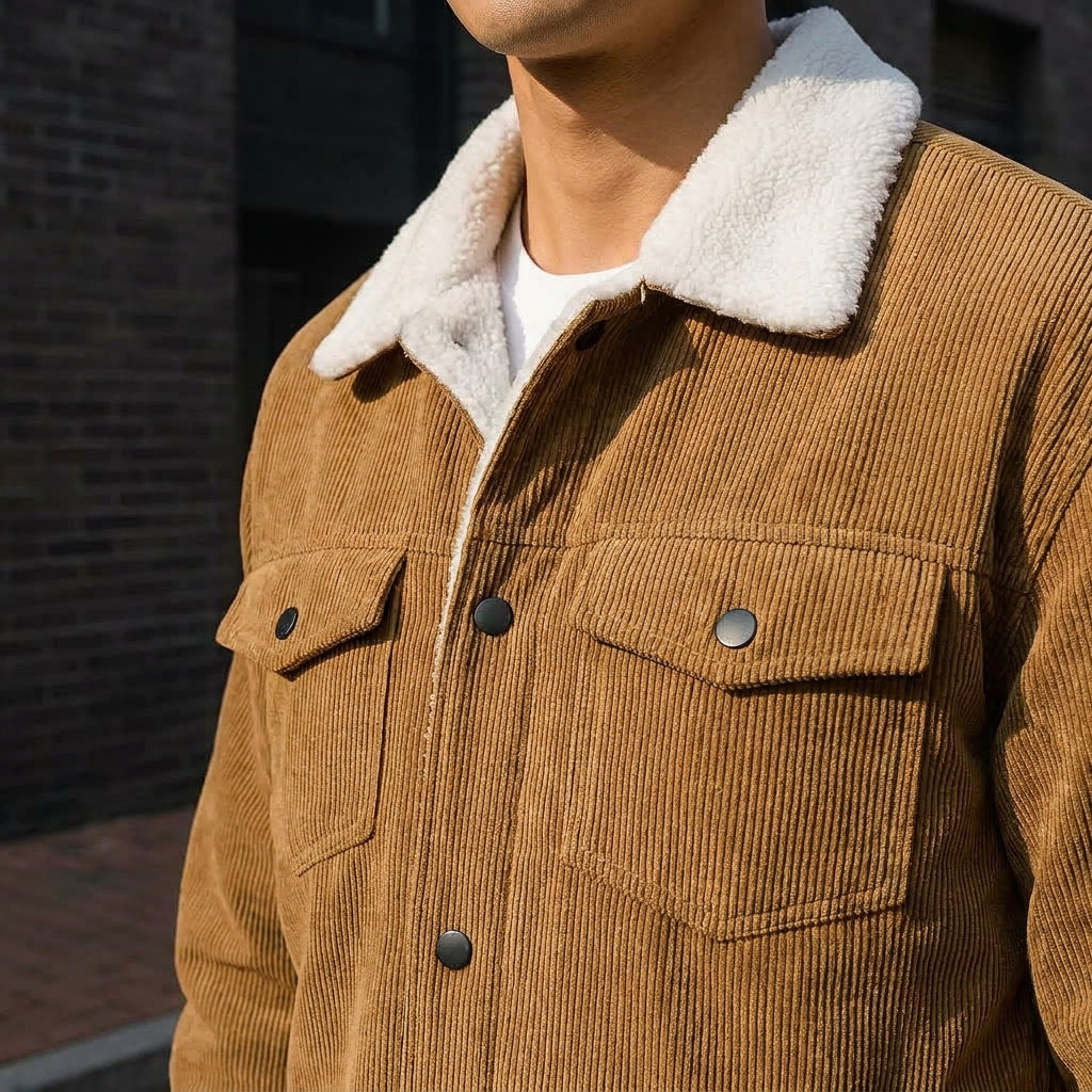 Men's Classic Corduroy Winter Jacket in Brown 4