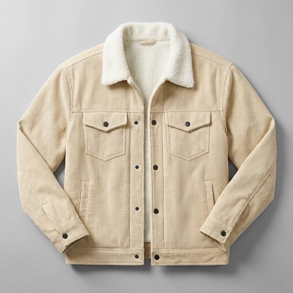 Men's Classic Corduroy Winter Jacket in Cream 1