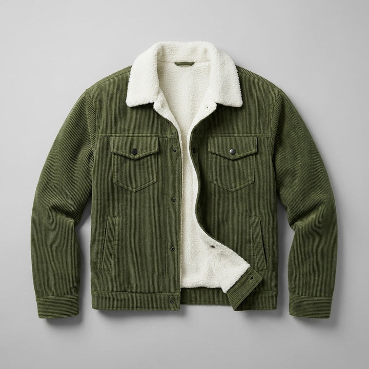 Men's Classic Corduroy Winter Jacket in Green 1