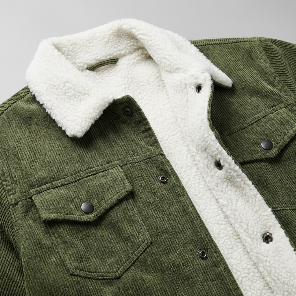 Men's Classic Corduroy Winter Jacket in Green 4