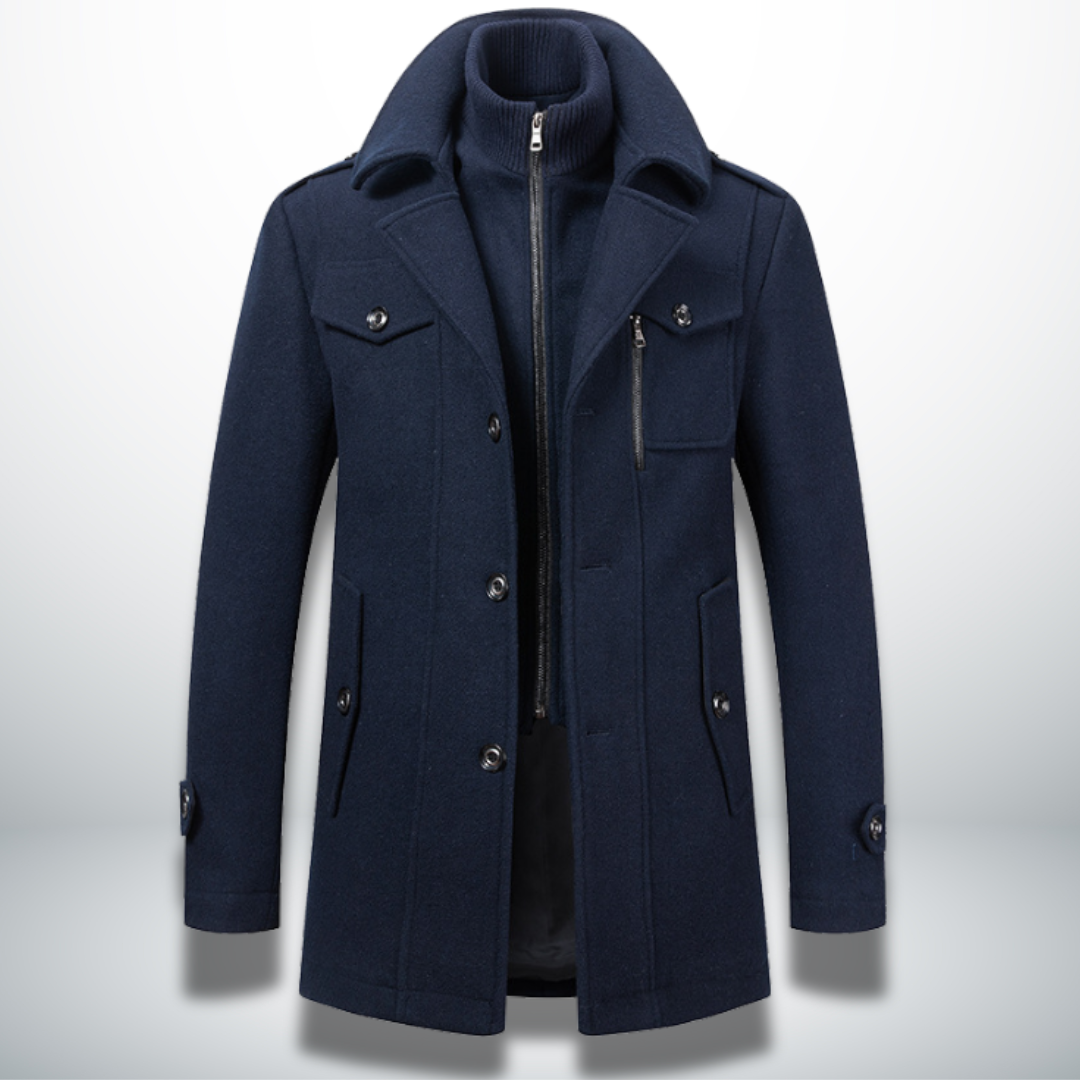 Men's Elegant Coat Jacket for Office and Casual in Dark Blue