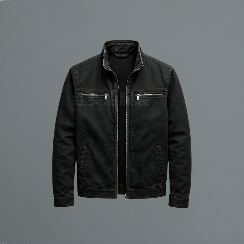Men's Fall Jacket in Soft Cotton in Black