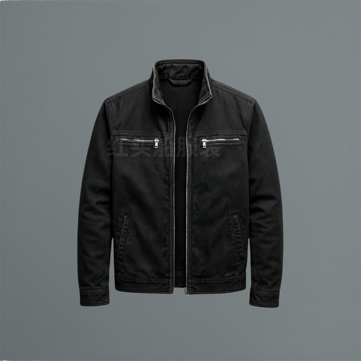 Men's Fall Jacket in Soft Cotton in Black