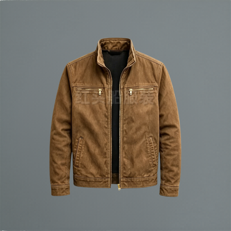 Men's Fall Jacket in Soft Cotton in Brown