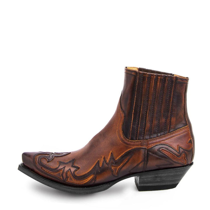 Men's Leather Cowboy Boots for Fall in Brown