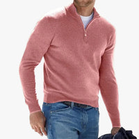 Men's Versatile Quarter Zip Mock Neck Knit Sweater