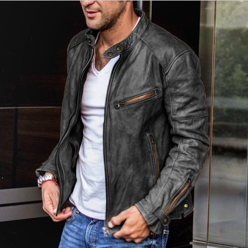 Men's Premium Leather Jacket for Winter in Black