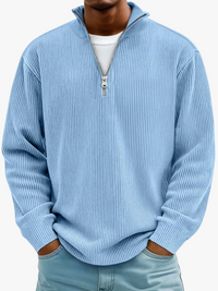 Men's Timeless Ribbed Knit Quarter Zip Sweater