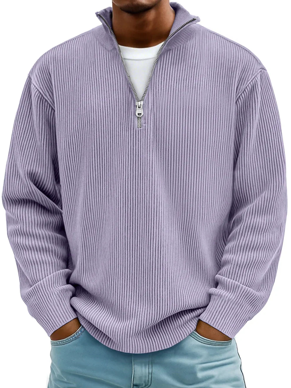 Men's Timeless Ribbed Knit Quarter Zip Sweater