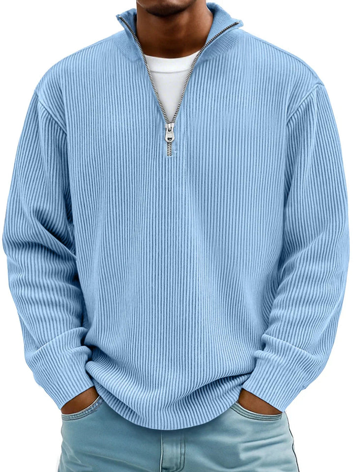 Men's Timeless Ribbed Knit Quarter Zip Sweater