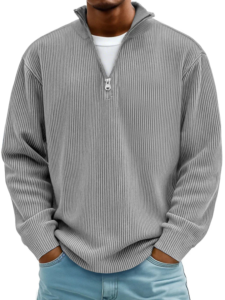Men's Timeless Ribbed Knit Quarter Zip Sweater