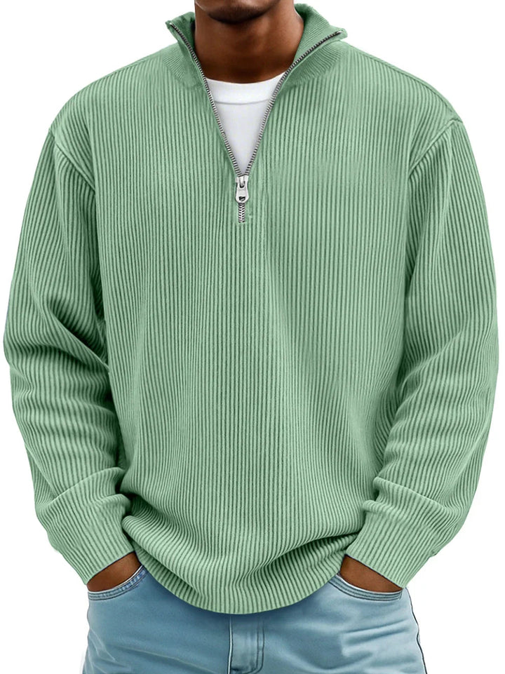 Men's Timeless Ribbed Knit Quarter Zip Sweater